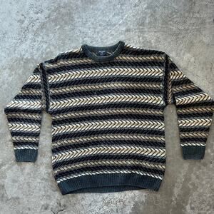 Dockers Vintage 90s Earth Tone Geometric Knit Grandpa Sweater Large